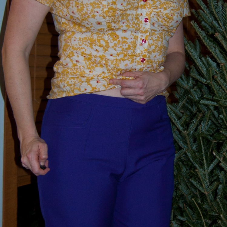 Of course I'd wear it with a yellow top. Why else would you make a purple-blue suit?